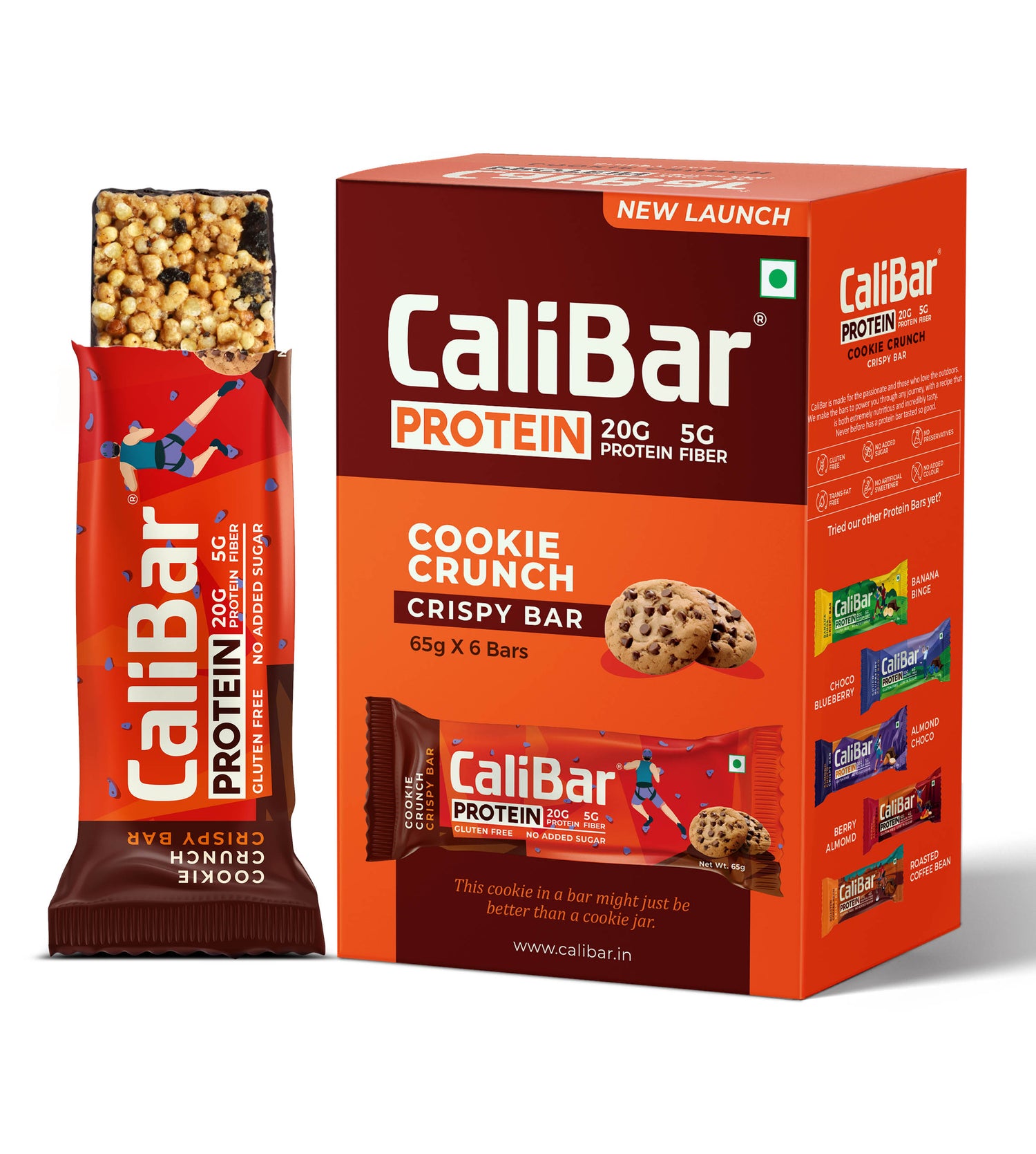CaliBar 20g Protein Bar - Cookie Crunch Crispy Bar (Pack of 6)