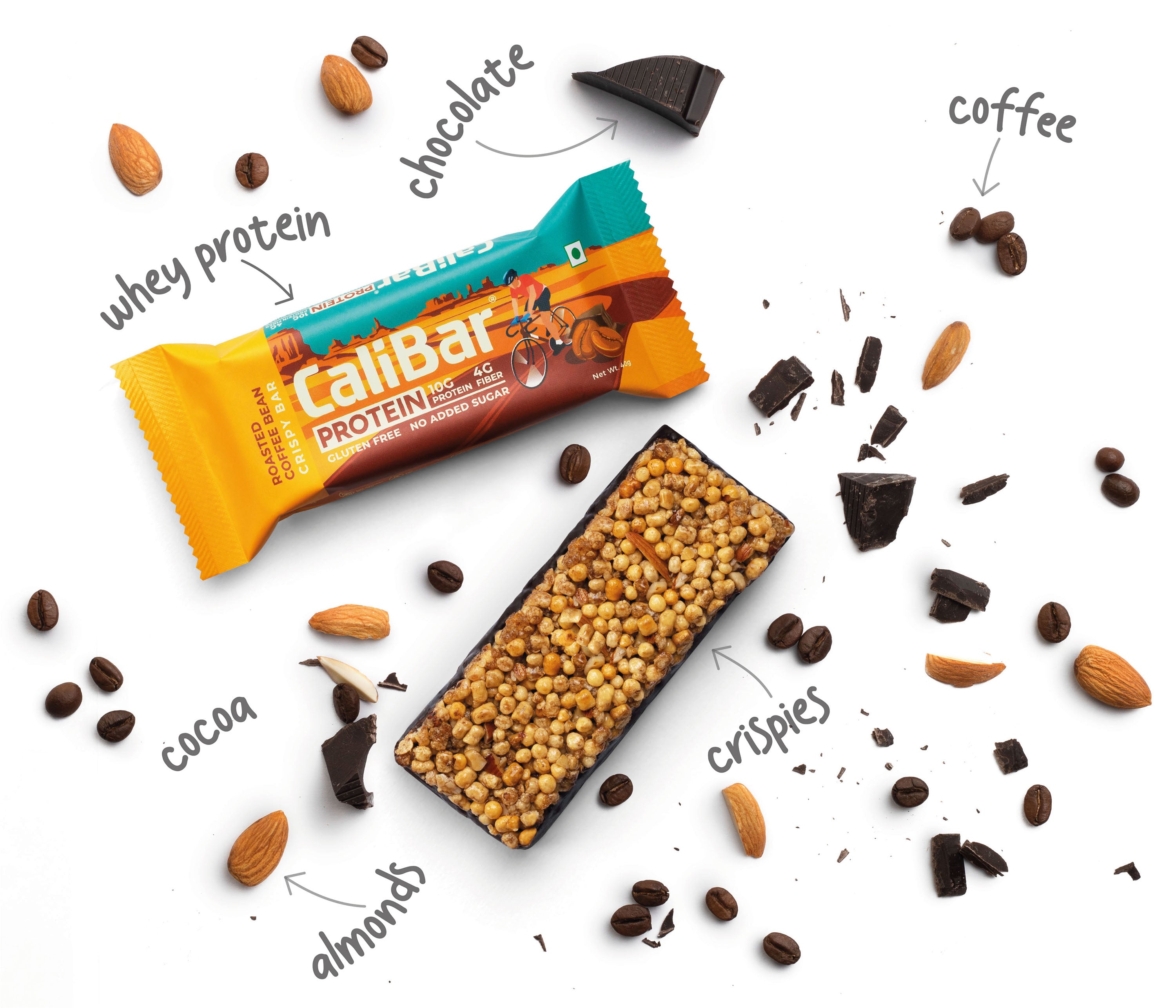 CaliBar 10g Protein Bar - Berry Almond + Roasted Coffee Bean (Assorted Pack of 6 Bars)