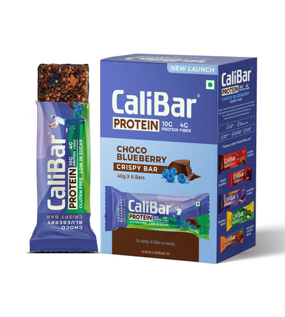 CaliBar 10g Protein Bar - Choco Blueberry Crispy Bar (Pack of 6)