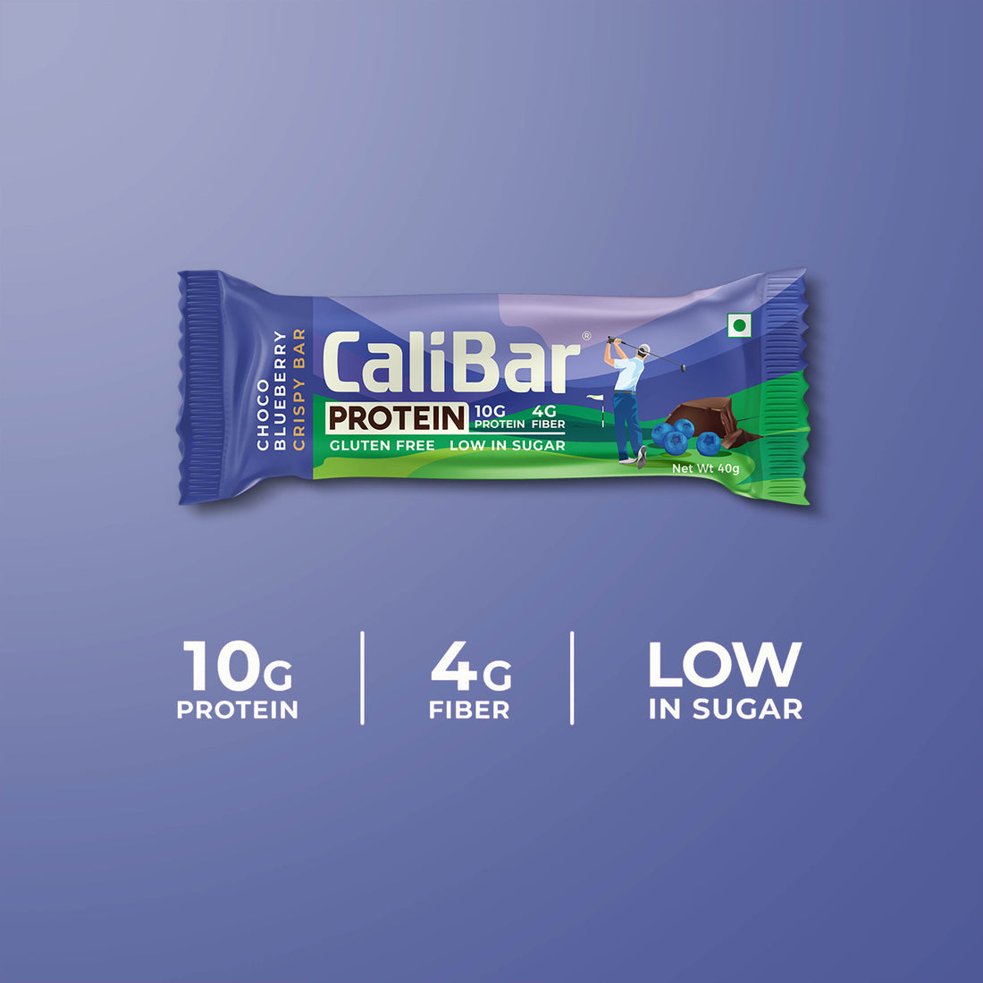 CaliBar 10g Protein Bar - Choco Blueberry Crispy Bar (Pack of 6)