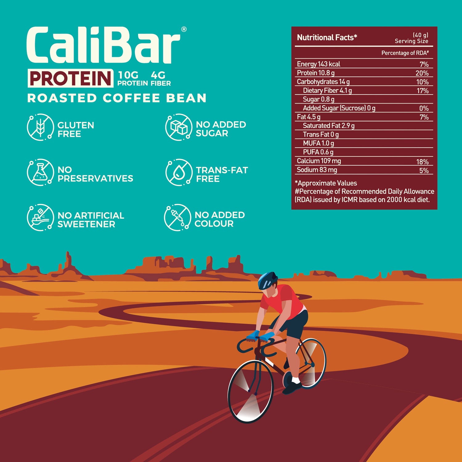 CaliBar 10g Protein Bar - Roasted Coffee Bean, Choco Blueberry &amp; Berry Almond, Pack of 6 Bars