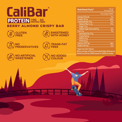 CaliBar 10g Protein Bar - Roasted Coffee Bean, Choco Blueberry &amp; Berry Almond, Pack of 6 Bars