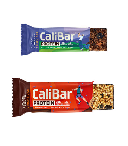 CaliBar 20g Protein Cookie Crunch and 10g Protein Choco Blueberry (Pack of 2 Bars)