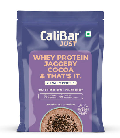 CaliBar Just Chocolate Whey Protein - All Natural Whey Protein Concentrate + Jaggery + Cocoa