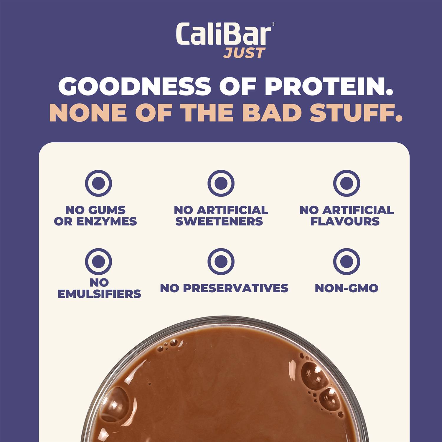 CaliBar Just Chocolate Whey Protein - All Natural Whey Protein Concentrate + Almonds + Cocoa + Stevia